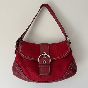 Coach F10926 MEDIUM Vintage Soho Y2K Cherry Red Signature C Canvas Shoulder Bag